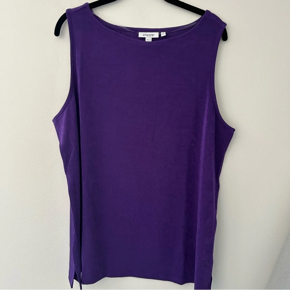 Chico's Travelers™ Side Slit Tank Midnight Orchid XL - Picture 1 of 6